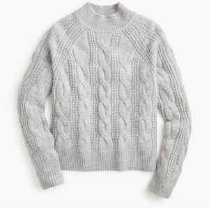 J. CREW Mockneck Cable Knit Alpaca Blend Sweater in Gray Size XS